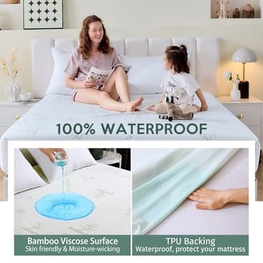 Premium 100% Waterproof King Mattress Protector, Breathable Mattress Cover King Size Bed, 3D Air Fabric Cooling Bed Pad Cover, Deep Pocket 8"-21" - Image 3