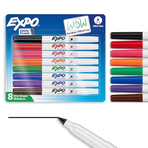 EXPO Low Odor Dry Erase Markers Ultra-Fine Tip Assorted Colors 8 Count - Image 1