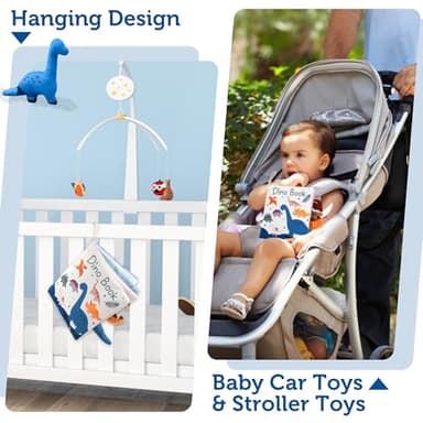 Richgv Baby Books Toys 0-6-12 Months, Baby Boy Gifts Touch and Feel Crinkle Books with Dino Doll, Newborn Infant Carseat Toys 6-9-12 Months Shower Gifts Easter Basket Stuffers - Image 4