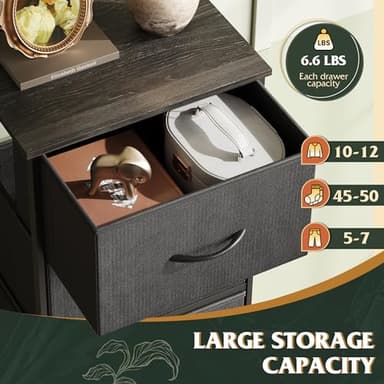 WLIVE Fabric Dresser, 5-Drawer Tall Dresser for Bedroom, Storage Organizer with Fabric Bins, Wood Top, Sturdy Steel Frame, Chest of Drawers for Closet, Hallway, Charcoal Black - Image 5