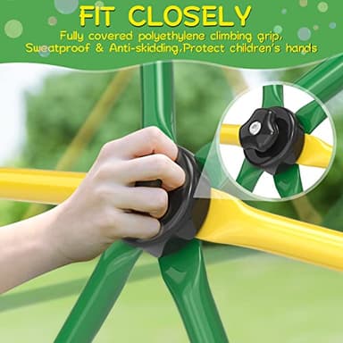GIKPAL Climbing Dome, 10FT Dome Climber with Hammock for Kids 3 to 10 Outdoor Play Equipment, Supports up to 1000lbs Jungle Gym, Anti-Rust, Easy Assembly, Yellow+Green - Image 7