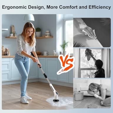 Upgraded 8 in 1 Electric Spin Scrubber, Ergonomically Designed Shower Scrubber with 8 Replaceable Brush Heads, Multi-Functional Electric Scrubber for Cleaning Bathroom, Shower, Bathtub, Floor, Car - Image 2