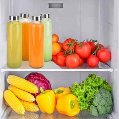 Sursip 18oz Glass Water Bottle Set of 6, Clear glass juice bottle for juicing，Reusable Drinking Bottles with Stainless Steel Lid，Beverage Storage Containers for Refrigerator-BPA Free，Leak Proof - Image 5