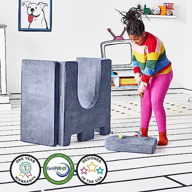 Yourigami Kids and Toddler Play Castle, Playroom Couch Add-On Set, Durable Modular Design, Blue Lagoon - Image 6