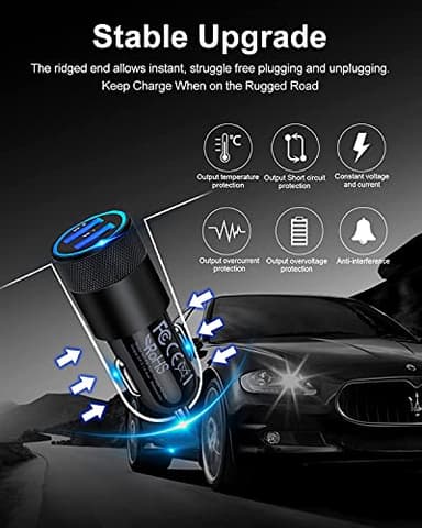 Car Charger, [2Pack/3.4a] Fast Charge Dual Port USB Cargador Carro Lighter Adapter for iPhone 15 14 13 12 11 Pro Max X XR XS 17 Plus 16, iPad, Samsung Galaxy S23 S22 S21 S25 Plus S7 j7 S10e S9 Note 8 - Image 5