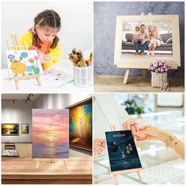 AROIC 15In Wood Easels, Easel Stand for Painting Canvases, Tripod Art Easel, Painting Party Easel, Kids Student Tabletop Easels for Painting, Portable Canvas Photo Picture Sign Holder （16PCS） - Image 6