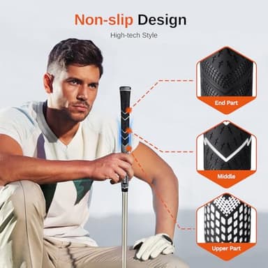 Full Choice Rubber Golf Grips 13 Pack, High Traction and Feedback, Non-Slip, Advanced Texture Control, 13 Grips Set, white, Mid Size, RG01 Golf Club Grips - Image 2