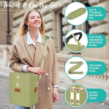 PIIOSER Breastmilk Cooler Bag with Ice Pack Fits 6 Baby Bottles Up to 9 Ounce, Insulated Baby Bottle Tote Bags, Double Layer Waterproof Leak-Proof with Shoulder Strap for Nursing & Working Mom (Green) - Image 7