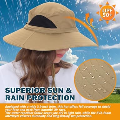 EINSKEY Wide Brim Sun Hat, UPF 50+ UV Protection Waterproof Packable Bucket Hat for Men & Women, Fishing Hiking Beach Garden - Image 5