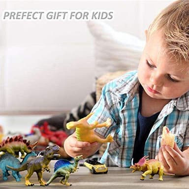 OuMuaMua Dinosaur Toys, Plastic Dinosaur Figure Set, Ideal Education Toys for Kids and Toddler, Including T-Rex, Stegosaurus, Monoclonius, 6 to 7 Inch Large Size, 6 Pack - Image 7