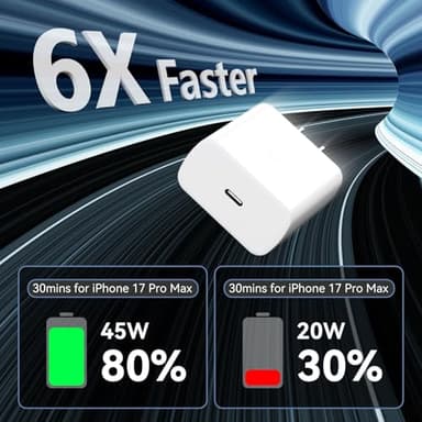 iPhone 17 16 Pro Max Charger Fast Charging, 45W Super Fast USB C iPhone 17 Pro Max Charger Block with 10FT Cable Cord for iPhone 17 16 15 Pro Max/17 16 15 Pro/17 16 15/Air, 16 15 Plus, Android Phone - Image 3