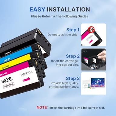 CATJOY 962XL Ink Cartridges Combo Pack Replacement for HP 962XL Ink for HP Ink 962XL Black and 962 Color Combo Pack for HP OfficeJet Pro 9010 9012 9015 9018 9020 9025 Printer(1BK/1C/1M/1Y, 4 Pack) - Image 5