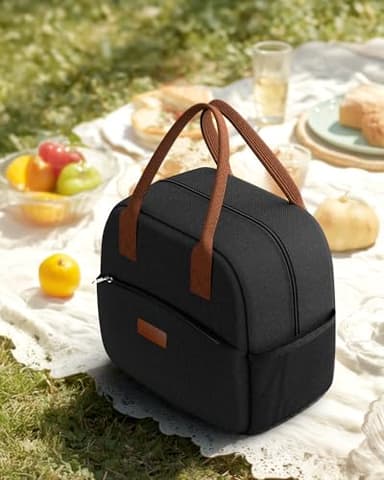 HOTOR Lunch Bag for Women & Men - Wear-Resistant & Leak-Proof Insulated Lunch Box with Large Capacity, Multi-Functional Cooler Bag for Office, Picnic, Black, 12L, 12.20" x 6.30" x 10.20" - Image 8