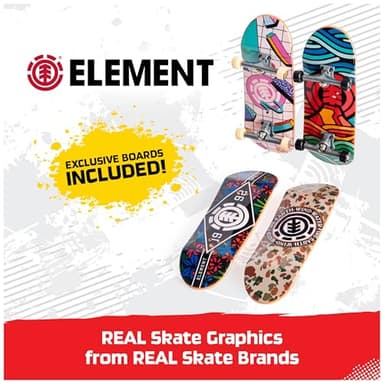 TECH DECK, Ultra DLX Fingerboard 4-Pack, Element Skateboards, Collectible and Customizable Mini Skateboards, Kids Toy for Ages 6 and up - Image 2