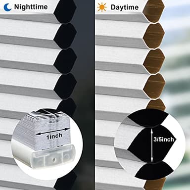 LazBlinds Cordless Cellular Shades, No Tools No Drill Blackout Honeycomb Shades Pleated Blinds for Windows, 26" W x 64" H, Silver White - Image 5