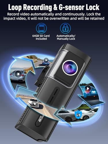 3 Channel 5G WiFi Dash Cam, 4K+1080P+1080P Dash Cam Front and Rear Inside with 64GB Card, 3.16” IPS Screen, G-Sensor, Loop Recording, Parking Monitor, 170° Wide Angle, IR Night Vision, WDR, Silver - Image 5