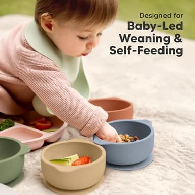 KeaBabies 2-Pack Baby Bowls with Suctions, Lids - Silicone Toddler Suction Bowls for Baby Boy, Girl, Kids, Food Grade Silicone, BPA-Free, Dishwasher Safe, Toddler Eating Essentials (Terracotta) - Image 8