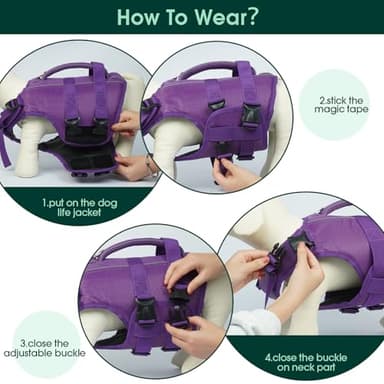 Kuoser Dog Life Jacket High Flotation, Reflective Dogs Life Vest for Swimming Boating, Adjustable Small Medium Large Dog lifejacket, Lightweight Dogs Life Preserver Rescue Handle Spring Summer Pool - Image 6