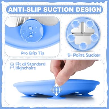 OVV Stainless Steel Kids Plates (2 Pack) 9 Inch Toddler Divided Plates with ﻿Removable Silicone Sleeves & 5 Suction Cups Baby Self Feeding | Mess-Free Mealtime | Dishwasher Safe - Image 6