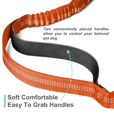 Laqibak Hands Free Dog Leash, Adjustable Waist Leash for Dog Walking, Dual Bungee 4.2-6.7 Feet Long with Reflective Stitches for Walking Hiking Running, Fits 26"- 43" Inch Waist, Orange - Image 5