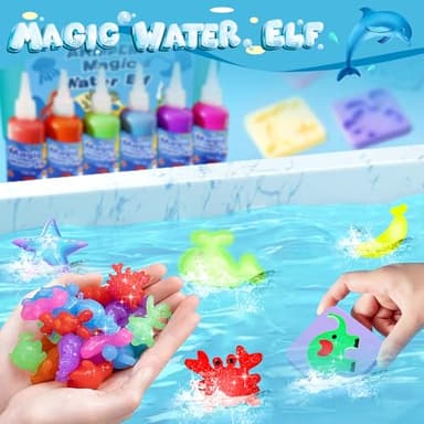 AKMADM Magic Water Elf Toy Kit for Kids - Aqua Fairy Water Gel Kit - 20 Colors*60ml Squishy Maker Set - 18 Shape Molds - Arts & Crafts Water Elf Creation kit - Children's DIY Marine Life (20 Colors) - Image 2