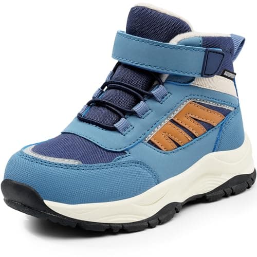Harvest Land Kids Hiking Boots Waterproof Winter Snow Shoes Mid Ankle Boots For Outdoor Trekking Walking Non-Slip Lightweight Blue 2.5 Little Kid - Image 1