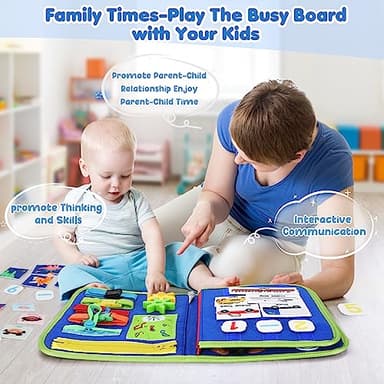Busy Board for Toddlers Boys Girls Montessori Toys for 1 2 3 4 Year Old, Busy Book Preschool Learning Activities with Alphabet Number, Animal Travel Toys Birthday Gifts for Plane Car Motor Skills - Image 8