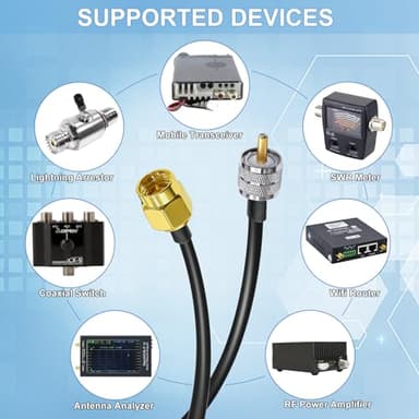 TUOLNK SMA to UHF Extension Cable RG58 12inch(30cm) SMA Male to SO239 Male WiFi Antenna Pigtail PL-259 RF Coax Assembly Cable for CB Radio Ham Radio 2 Pack - Image 2