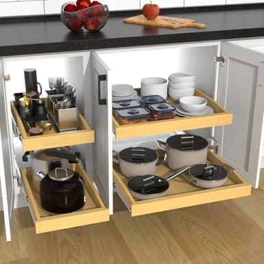 Wooden Pull out Cabinet Organizer 11" W x 21" D x 3.35" H, Heavy Duty Slide Out Drawers Pull-Out Home Organizers for Kitchen Cabinets - Image 9