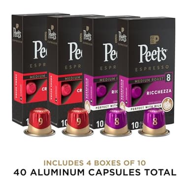Peet's Coffee, Medium Roast Espresso Capsules Variety Pack, Compatible with Nespresso Original Machine - Intensity 8-9, 40 Count (4 Boxes of 10 Espresso Capsules) - Image 2