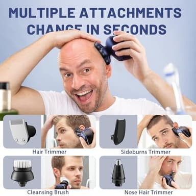 Head Shaver 7D, Wyklaus Head Shavers for Bald Men, Head Electric Razor with Nose Hair Trimmer, Waterproof Wet Dry Mens Grooming Kit - Image 5