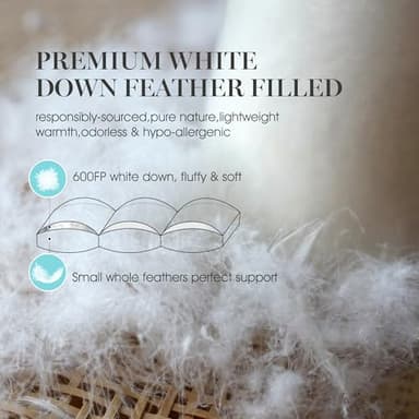 Martha Stewart 3 Inch White Down Feather Mattress Topper - King Size Fluffy White Feather Bed Topper 100% Cotton Cover Fabric Ultra Soft Pillow Top Featherbed for Bedroom（78" x 80"） - Image 4