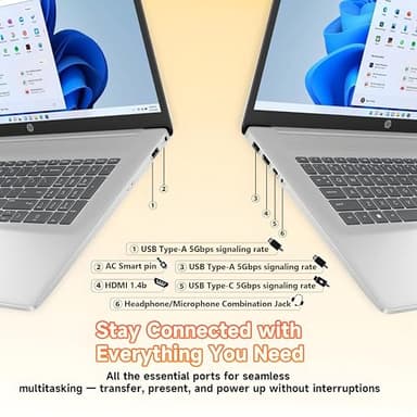 HP 17 inch Touchscreen Laptop Computer for Business & Home Student, Intel Processor 8-Core, 32GB DDR4 RAM, 1TB PCIe SSD, WiFi 6, Bluetooth 5.4, Numeric Keypad, Silver, Windows 11 Home, Type C HUB - Image 8