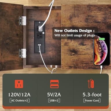 WLIVE Narrow Side Table with Charging Station, End Table for Living Room, Couch Side Table with Fabric Drawer for Bedroon, 11.8‘’W 23.6‘’L 24‘’H, Rustic Brown - Image 4