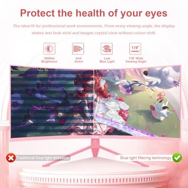 DJiEX 34 inch Pink Ultrawide Curved Computer Gaming Monitor 165Hz UWQHD 3440x1440,1500R -PIP,1ms (MPRT),HDR, 300nits, sRGB99%,FreeSync,HDMI2.0(TMDS) x2,DP1.4 x2,Eye Care,Support Wallmount 75x75mm - Image 4