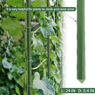RAOOKIF Garden Stakes 6ft, 6ftx20 Pcs Plastic Coated Steel Plant Support Stakes Kit with 40 Connectors 40 Rotatable Clips, DIY Outdoor Plant Support Stakes for Growing Climbing Plants - Image 6