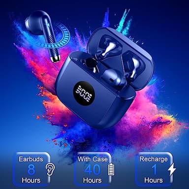 Wireless Earbuds, Bluetooth 5.4 Ear Buds LED Power Display Headphones Bass Stereo, Bluetooth Earbuds in-Ear Noise Cancelling Mic, 40H Playback Mini Case IP7 Waterproof Sports Earphones for Android iOS - Image 7