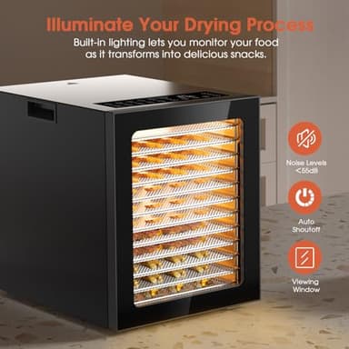 Food Dehydrator, 12 Stainless Steel Trays in 850W Electric Dehydrator Machine, 48 Hour Digital Timer and 165°F Temperature Control, Food Dryer for Jerky, Dog Treats, Herbs, Meat, Fruit and Veggies - Image 4