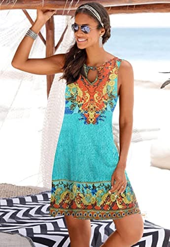 ETCYY NEW Summer Dresses for Women Trendy Boho Floral Print Sundresses Sleeveless Beach Cover Up Dress with Pockets - Image 3