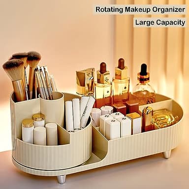 360° Rotating Vanity Makeup Organizer with Brush Holder, Large Spinning Cosmetic Storage for Skincare, Perfumes and Lotions - Image 7
