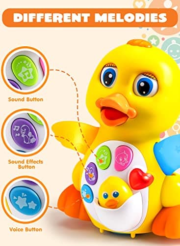 JOYIN Baby Toys Duck, Infant Dancing Crawling Musical Toys 18+ Months, Tummy Time Light Up Learning Duck with Music & Lights, Baby Easter Basket Stuffers Gifts - Image 2