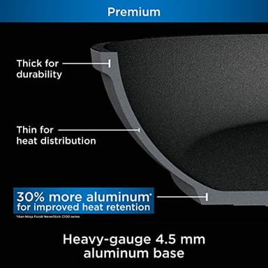 Ninja NeverStick Premium Hard-Anodized 10 Piece Pots & Pans Set, Nonstick Cookware Set, Durable, Oven Safe to 500°F, Slate Grey, C39500 - Image 8