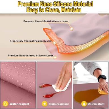 SUNMORN Warming Trays For Buffets Party, Warming Mat for Food, Precise Temperature Control Food Warming Mat, Uniform Heating Warming Mat, Electric Warming Tray, Premium Silicone Portable (Pink) - Image 6