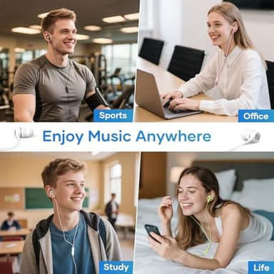 LWZCAM USB C Earbuds with Microphone 5 Pack, in-Ear Wired Headphones with Noise Isolating, Type C Earphone Heavy Bass Stereo Headsets Compatible with iPad, Android Smartphones, for Most USB-C Devices - Image 2