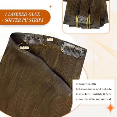 Full Shine Human Hair Clip in Extensions Brown 22 Inch Seamless Clip in Hair Extensions Human Hair Remy Medium Brown for Long Hair Thick Ends 8 PCS 120 Grams - Image 4