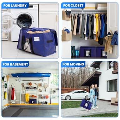 TAILI 6 Pack Dark Blue Extra Large Storage Bags, Heavy Duty Totes with Visible Window, Wrap Around Handles, Perfect for Moving - Image 9