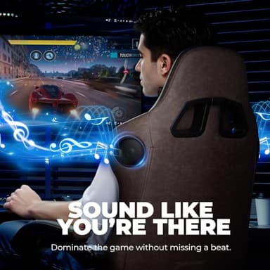 GTPLAYER ACE-PRO Music Gaming Chairs – Built-in Speakers, App Support & Bluetooth Control, Footrest & Pocket, Gamer Chair for Adults, Light Brown - Image 5