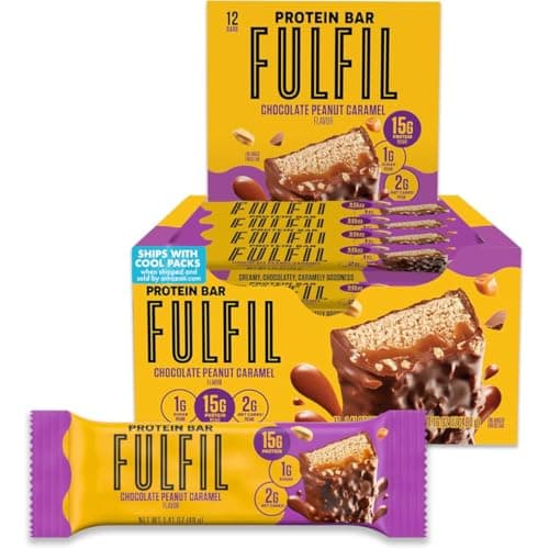 FULFIL Protein Snack Bars, Chocolate Peanut Caramel Flavored, Gluten Free with 15g Protein, Pantry Staples, 12 Count - Image 1