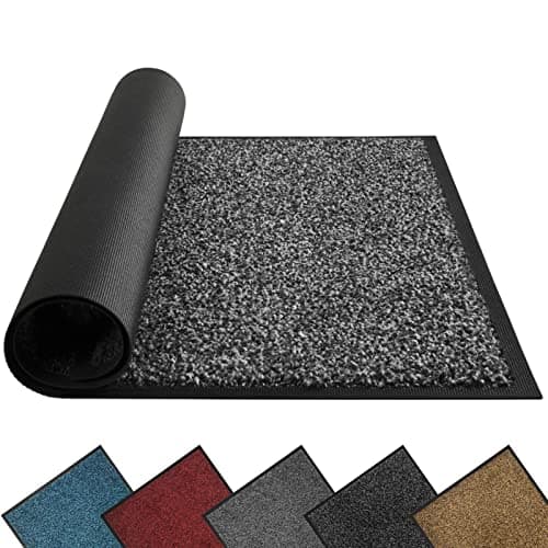 Mibao Front Door Mat, Dirt Trapper Welcome Mat for Outdoor Indoor, Non-Slip Waterproof Doormat, Durable Machine Washable Low Profile Entry Rug for Back Door Outside Patio Porch, 30" x 18", Grey - Image 1