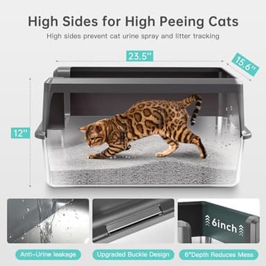 WoofiGo Enclosed Stainless Steel Cat Litter Box with Lid, XL Extra Large Litter Box for Big Cats, Metal Litter Pan High Sided, Never Absorbs Odors, Anti-Urine Leakage, Easy Cleaning, Include Scoop - Image 4